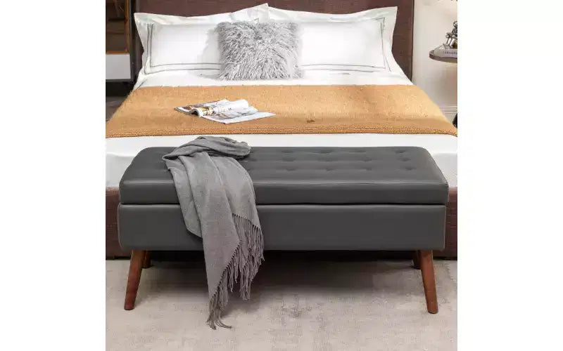 Banc de rangement rectangulaire, pouf rembourré pour salon, couloir, chambre à coucher, entrée, bout de lit,