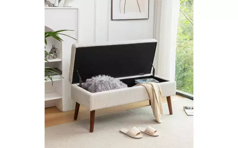 Banc de rangement rectangulaire, pouf rembourré pour salon, couloir, chambre à coucher, entrée, bout de lit,