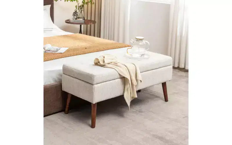 Banc de rangement rectangulaire, pouf rembourré pour salon, couloir, chambre à coucher, entrée, bout de lit,