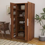 Garde-manger de cuisine de 160 cm, buffet autonome avec portes et étagères pour salon et salle à manger