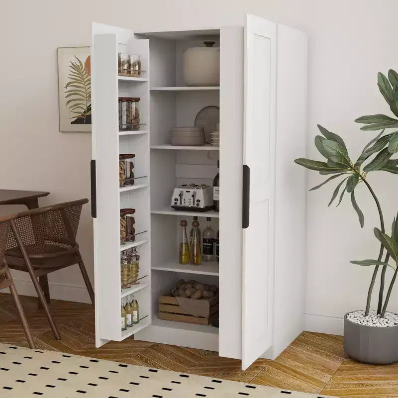 Garde-manger de cuisine de 160 cm, buffet autonome avec portes et étagères pour salon et salle à manger
