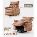 Fauteuil inclinable électrique pivotant à bascule avec massage, fauteuil de salon surdimensionné en cuir PU, fauteuil de canapé confortable, fauteuil inclinable électrique pour salon, chambre à coucher