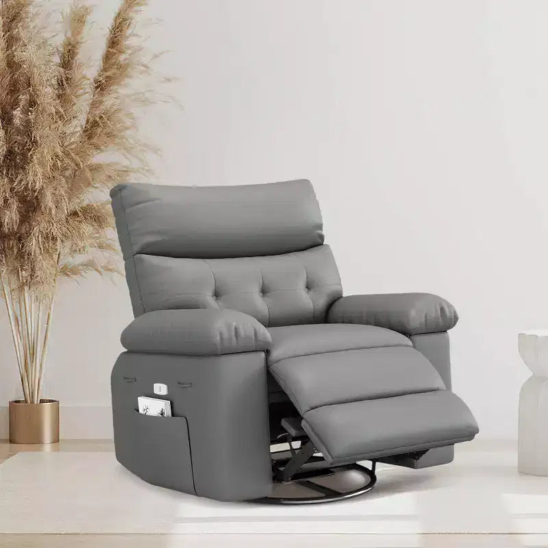 Fauteuil inclinable électrique pivotant à bascule avec massage, fauteuil de salon surdimensionné en cuir PU, fauteuil de canapé confortable, fauteuil inclinable électrique pour salon, chambre à coucher