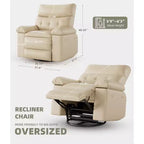 Fauteuil inclinable électrique pivotant à bascule avec massage, fauteuil de salon surdimensionné en cuir PU, fauteuil de canapé confortable, fauteuil inclinable électrique pour salon, chambre à coucher