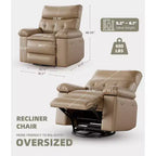 Fauteuil inclinable électrique pivotant à bascule avec massage, fauteuil de salon surdimensionné en cuir PU, fauteuil de canapé confortable, fauteuil inclinable électrique pour salon, chambre à coucher