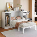 Twin Size Murphy Bed with Drawers and Wardrobe,Space-Saving Murphy Bed Twin with Drawer,Cabinet Murphy Bed, Foldable Bed Murphy Bed Chest White