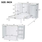 Lit escamotable double avec tiroirs et armoire, lit escamotable double compact avec tiroir, lit escamotable armoire, lit escamotable pliable blanc