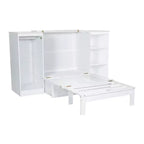 Lit escamotable double avec tiroirs et armoire, lit escamotable double compact avec tiroir, lit escamotable armoire, lit escamotable pliable blanc