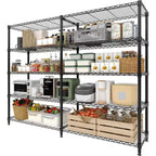Étagère de rangement en fil métallique robuste à 5 niveaux, unité de rayonnage réglable pour garde-manger de cuisine, garage et usage commercial, organisateur autoportant large