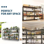 Étagère de rangement en fil métallique robuste à 5 niveaux, unité de rayonnage réglable pour garde-manger de cuisine, garage et usage commercial, organisateur autoportant large