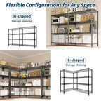 Étagère de rangement en fil métallique robuste à 5 niveaux, unité de rayonnage réglable pour garde-manger de cuisine, garage et usage commercial, organisateur autoportant large