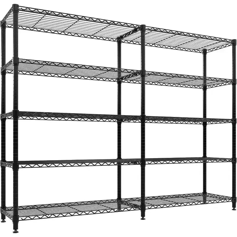 Étagère de rangement en fil métallique robuste à 5 niveaux, unité de rayonnage réglable pour garde-manger de cuisine, garage et usage commercial, organisateur autoportant large