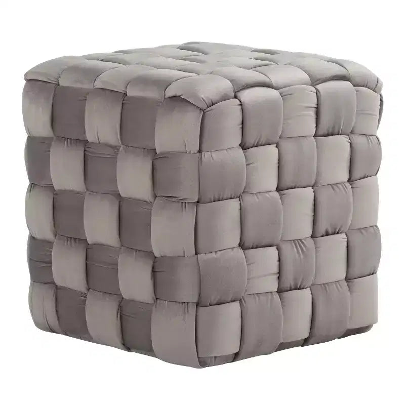 TUYOHW Pouf Ottoman Tressé Carré de 40 cm, Repose-Pieds d'Appoint en Velours de Luxe pour Salon et Coiffeuse, Capacité de 113 kg
