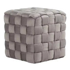 TUYOHW Pouf Ottoman Tressé Carré de 40 cm, Repose-Pieds d'Appoint en Velours de Luxe pour Salon et Coiffeuse, Capacité de 113 kg