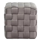 TUYOHW Pouf Ottoman Tressé Carré de 40 cm, Repose-Pieds d'Appoint en Velours de Luxe pour Salon et Coiffeuse, Capacité de 113 kg