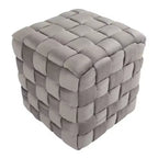 TUYOHW Pouf Ottoman Tressé Carré de 40 cm, Repose-Pieds d'Appoint en Velours de Luxe pour Salon et Coiffeuse, Capacité de 113 kg