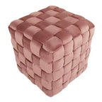 TUYOHW Pouf Ottoman Tressé Carré de 40 cm, Repose-Pieds d'Appoint en Velours de Luxe pour Salon et Coiffeuse, Capacité de 113 kg