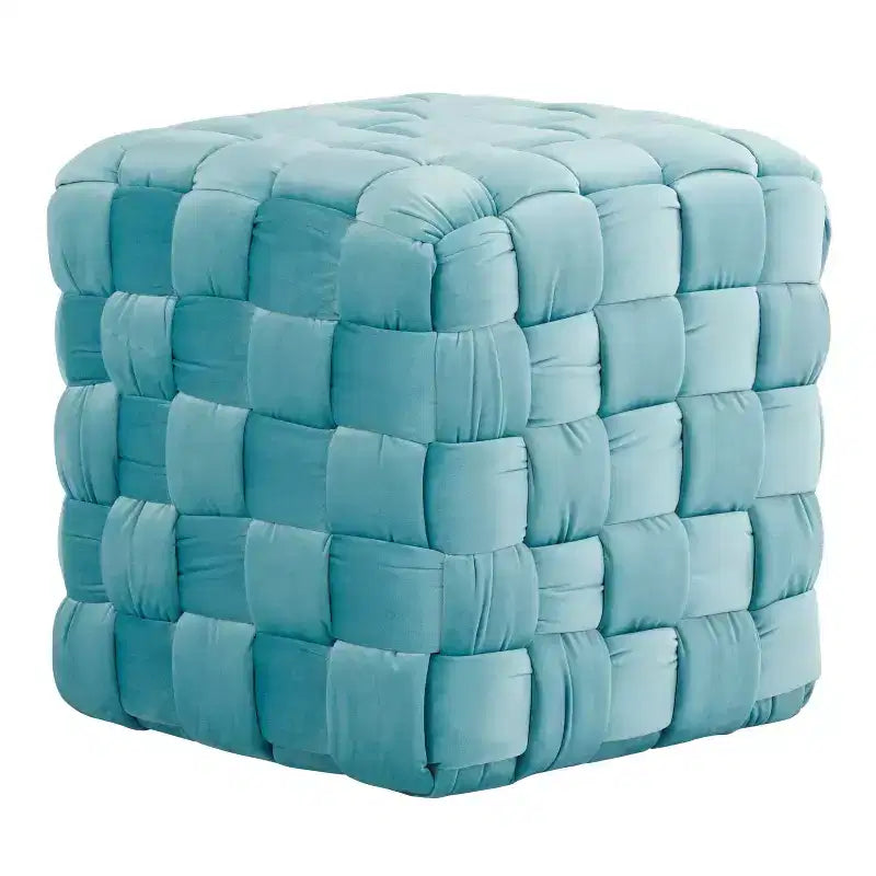 TUYOHW Pouf Ottoman Tressé Carré de 40 cm, Repose-Pieds d'Appoint en Velours de Luxe pour Salon et Coiffeuse, Capacité de 113 kg