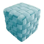 TUYOHW Pouf Ottoman Tressé Carré de 40 cm, Repose-Pieds d'Appoint en Velours de Luxe pour Salon et Coiffeuse, Capacité de 113 kg