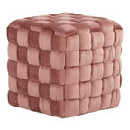 TUYOHW Pouf Ottoman Tressé Carré de 40 cm, Repose-Pieds d'Appoint en Velours de Luxe pour Salon et Coiffeuse, Capacité de 113 kg