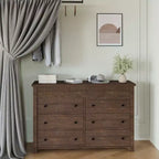 COZONY Commode 6/7 tiroirs, Commode en bois avec panneaux cannelés, Meuble de rangement pour salon ou chambre