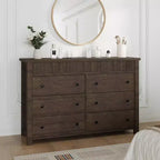 COZONY Commode 6/7 tiroirs, Commode en bois avec panneaux cannelés, Meuble de rangement pour salon ou chambre