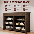 COZONY Commode 6/7 tiroirs, Commode en bois avec panneaux cannelés, Meuble de rangement pour salon ou chambre