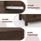 COZONY Commode 6/7 tiroirs, Commode en bois avec panneaux cannelés, Meuble de rangement pour salon ou chambre