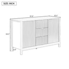 TUYOHW Buffet design ondulé, console de rangement avec 3 tiroirs, portes à fermeture douce, 3 étagères réglables, poignées en métal, armoire pour salon