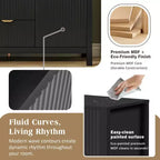 TUYOHW Buffet design ondulé, console de rangement avec 3 tiroirs, portes à fermeture douce, 3 étagères réglables, poignées en métal, armoire pour salon