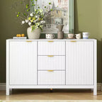 TUYOHW Buffet design ondulé, console de rangement avec 3 tiroirs, portes à fermeture douce, 3 étagères réglables, poignées en métal, armoire pour salon