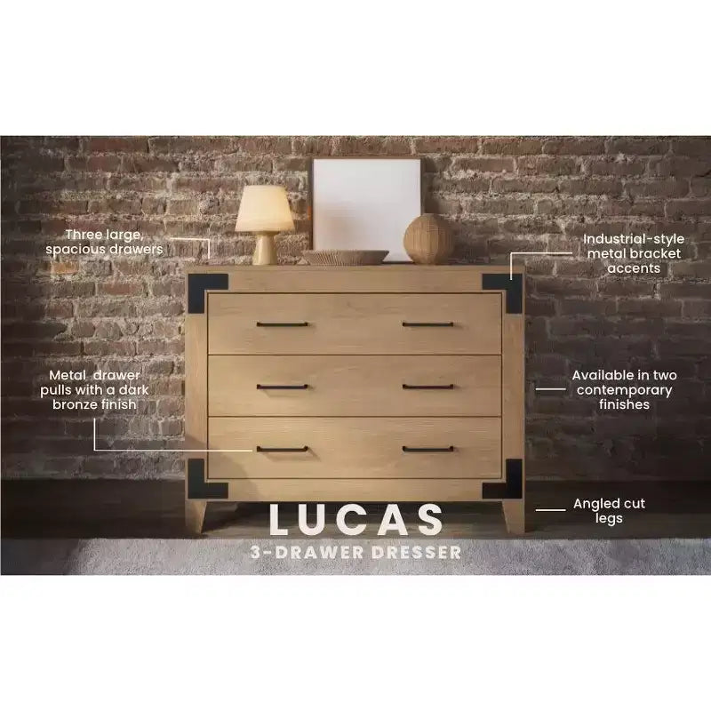 Commode 3 tiroirs Child Craft Lucas pour chambre de bébé ou d'enfant, grand espace de rangement, kit anti-basculement inclus pour éviter le renversement, finition non toxique et sans danger pour bébé