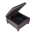 VEVOR 28 in Square Leather Ottoman with Storage, Upholstered Tufted Button Coffee Table Ottoman with Flip-Top Design, PU Leather, Dark Brown