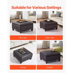VEVOR Pouf de Rangement en Cuir Carré 71 cm, Table Basse capitonnée avec Boutons, Design Rabattable, Cuir PU, Marron Foncé