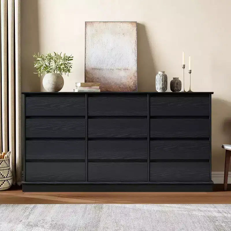 Commode à 5-12 tiroirs pour chambre, grande commode double avec tiroirs profonds et plateau large, haute commode en bois pour salon, couloir, chambre d'enfants