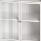 Meuble de salle de bain sur pied, Armoire de rangement de 115 cm de hauteur avec porte vitrée et étagères, Vitrine autoportante pour cuisine, salon, couloir.