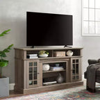 Meuble TV de 58,25 pouces pour téléviseurs jusqu'à 65 pouces, meuble de divertissement à domicile avec grand espace de rangement, gestion des câbles, finition expresso classique