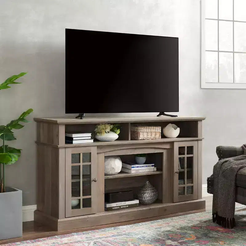 Meuble TV de 58,25 pouces pour téléviseurs jusqu'à 65 pouces, meuble de divertissement à domicile avec grand espace de rangement, gestion des câbles, finition expresso classique