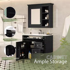 Meuble-lavabo de salle de bain de 76 cm avec lavabo, meuble de rangement de salle de bain avec tiroirs et miroir, armoire de toilette avec miroir
