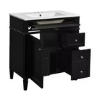 Meuble-lavabo de salle de bain de 76 cm avec lavabo, meuble de rangement de salle de bain avec tiroirs et miroir, armoire de toilette avec miroir