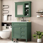 Meuble-lavabo de salle de bain de 76 cm avec lavabo, meuble de rangement de salle de bain avec tiroirs et miroir, armoire de toilette avec miroir