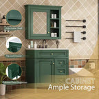 Meuble-lavabo de salle de bain de 76 cm avec lavabo, meuble de rangement de salle de bain avec tiroirs et miroir, armoire de toilette avec miroir