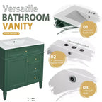 Meuble-lavabo de salle de bain de 76 cm avec lavabo, meuble de rangement de salle de bain avec tiroirs et miroir, armoire de toilette avec miroir