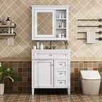 Meuble-lavabo de salle de bain de 76 cm avec lavabo, meuble de rangement de salle de bain avec tiroirs et miroir, armoire de toilette avec miroir