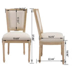 Lot de 2 chaises de salle à manger style champêtre, dossier en T rembourré, sculpté, démontable, beige