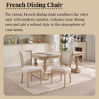 Lot de 2 chaises de salle à manger style champêtre, dossier en T rembourré, sculpté, démontable, beige