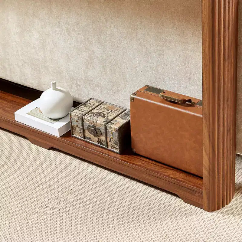 TUYOHW 70 Table Console, Table de Canapé Moderne à Ondes avec Étagère Ouverte, Table d'Appoint Étroite en Bois avec Plateau Épais pour Couloir, Entrée, Salon
