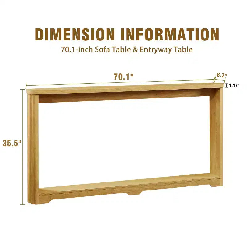 TUYOHW 70 Table Console, Table de Canapé Moderne à Ondes avec Étagère Ouverte, Table d'Appoint Étroite en Bois avec Plateau Épais pour Couloir, Entrée, Salon