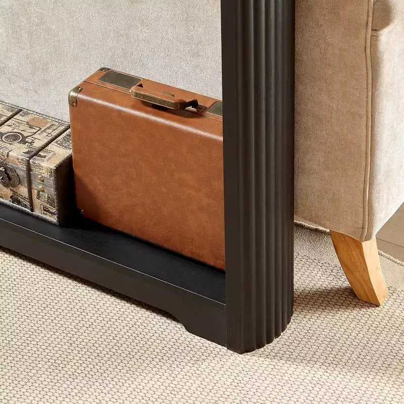 TUYOHW 70 Table Console, Table de Canapé Moderne à Ondes avec Étagère Ouverte, Table d'Appoint Étroite en Bois avec Plateau Épais pour Couloir, Entrée, Salon