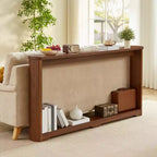 TUYOHW 70 Table Console, Table de Canapé Moderne à Ondes avec Étagère Ouverte, Table d'Appoint Étroite en Bois avec Plateau Épais pour Couloir, Entrée, Salon